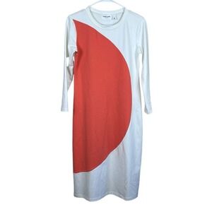 Sonnet James Play Dress Ivory Coral Long Sleeve Shirt Dress Size‎ Small